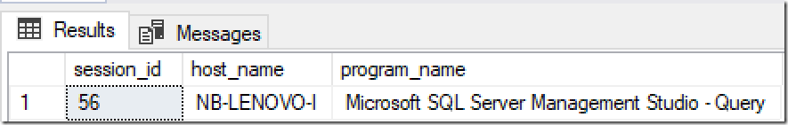 Program Name of active session