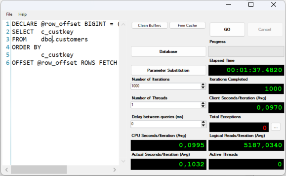 getting a random key with the load test shows low CPU Usage per iteration step.